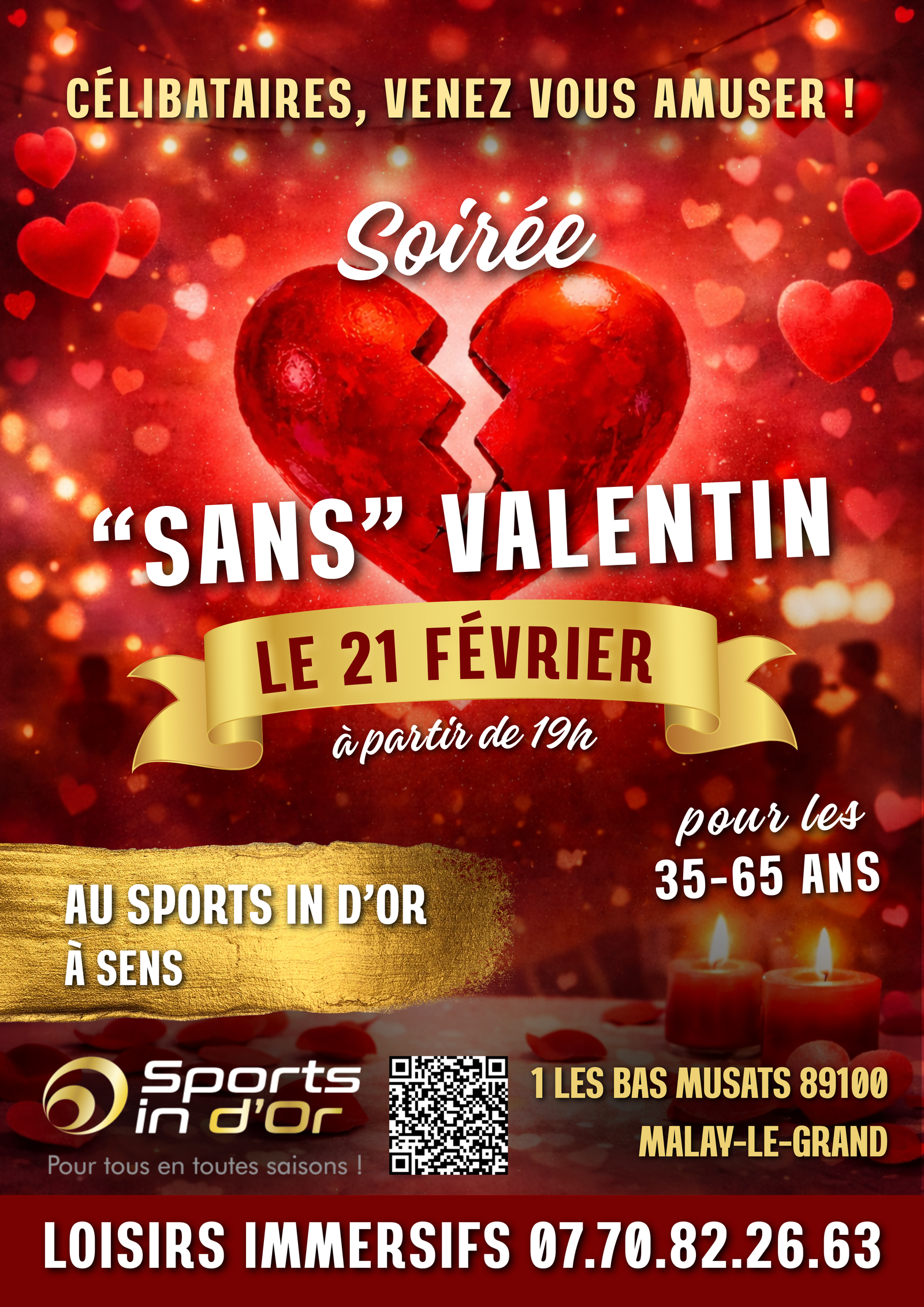 Soirée Célibataires Sans Valentin à Sens le 21.02.2026 à 19h00